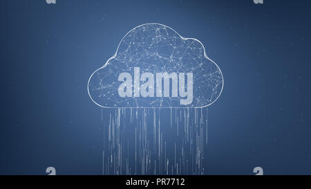 Cloud computing concept. Social network connections. Connecting people on the internet, nodes transforming into the shape of cloud. Stock Photo