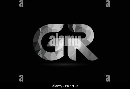 black and white alphabet letter gr g r logo combination design suitable for a company or business Stock Vector