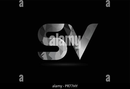 SV black and white combination alphabet bold letter logo with dots ...
