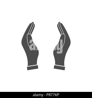 Supporting hands. Open hand. Vector illustration, flat design. Stock Vector