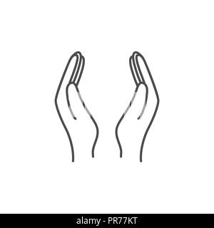 Supporting hands. Open hand. Vector illustration, flat design. Stock Vector