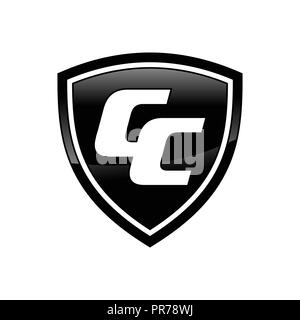 CC Initials Shield Shape Vector Symbol Graphic Logo Design Template Stock Vector