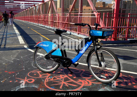 An Electric Citibike on the Williamsburg Bridge Stock Photo