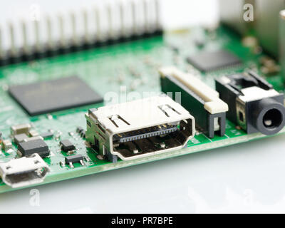 Closeup electronic computer board Stock Photo