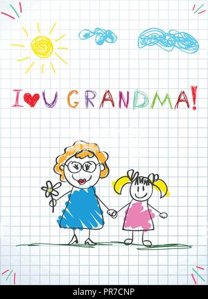 grandpa and granddaughter heart sketch