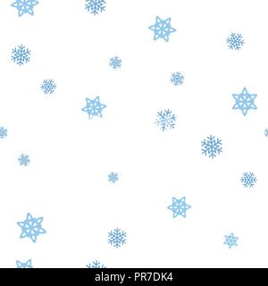 Blue snowflakes seamless pattern. Isolated on a white background. Vector illustration. Stock Vector
