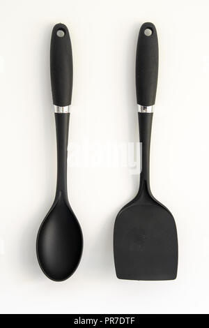 Set of three Kitchen cooking utensils on a white background Stock Photo