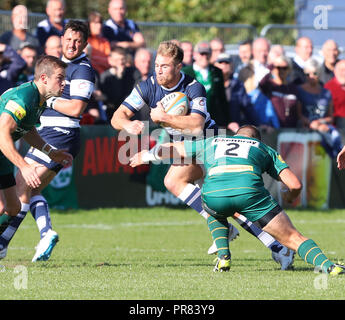 Coventry, UK. 29th Sept 2018. Rugby Union.     Heath Stevens in action for Coventry during the Greene King Championship match played between Coventry and London Irish rfc at the Butts Park Arena, Coventry.  © Phil Hutchinson/Alamy Live News Stock Photo