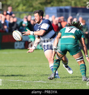 Coventry, UK. 29th Sept 2018. Rugby Union.  Jake Sharp in action for Coventry during the Greene King Championship match played between Coventry and London Irish rfc at the Butts Park Arena, Coventry.  © Phil Hutchinson/Alamy Live News Stock Photo