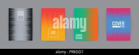 Set of cover background design template vector illustration. Colorful halftone gradient effect gray, black, red, yellow, green, orange, hot pink and b Stock Vector
