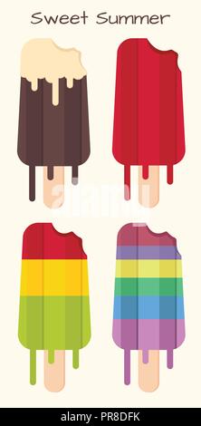 Ice cream sweet summer dessert, Flat design Stock Vector