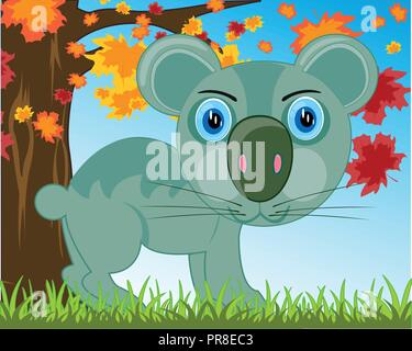 Vector illustration animal koala on background of the nature Stock Vector
