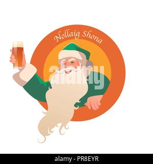 Santa Claus holding a glass of beer Stock Vector