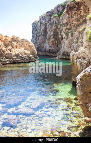 Apulia, Leuca, Italy, Grotto of Ciolo - At the bay of Grotoo Ciolo Stock Photo