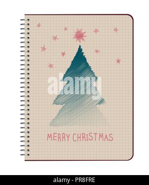 Hand sketch Christmas tree and star. Vector illustration Stock Vector ...