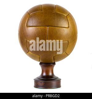 vintage leather T Panel soccer ball football ball Stock Photo