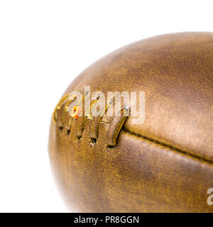 vintage lace up leather rugby  soccer ball Stock Photo