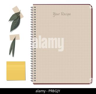 Recipes notebook. Laurel and olive leaves Stock Vector