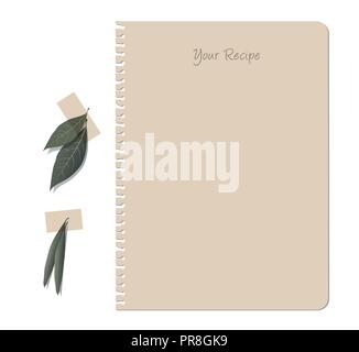 Recipes notebook. Laurel and olive leaves Stock Vector