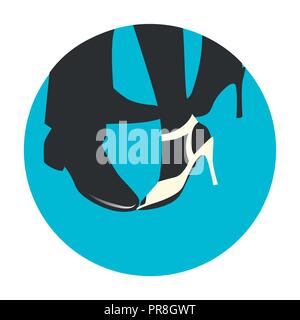 Woman and man dancing shoes icon. Good for logo Stock Vector