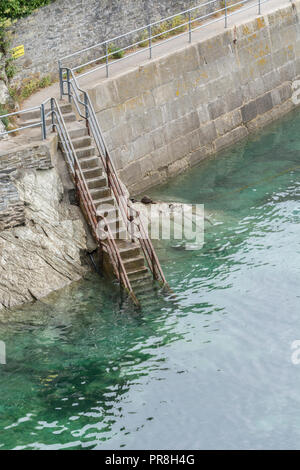 Harbour scenes around Newquay, Cornwall. Metaphor steep climb to get on the housing ladder / property ladder, climbing corporate ladder. Stock Photo