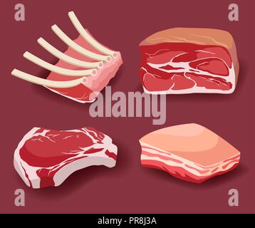 Meat icon set vector Fresh meat icons set Stock Vector