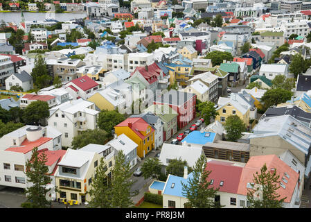 Reykjavik photographed from Hallgrimskirkja (church). July 2015 Stock Photo