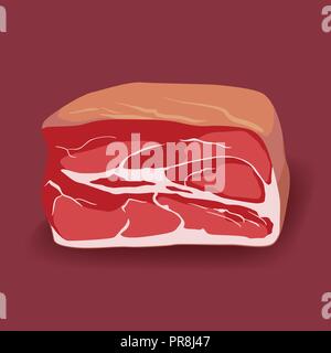 Pork, beef ham, gammon icon in flat style, fresh meat. Stock Vector