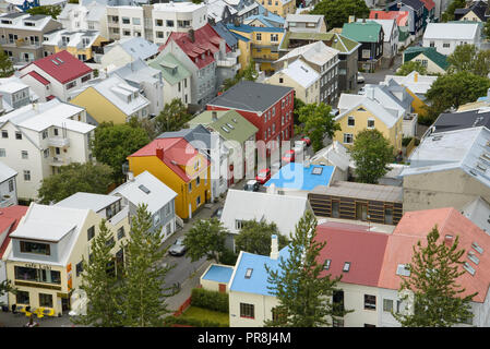 Reykjavik photographed from Hallgr’mskirkja (church). July 2015 Stock Photo