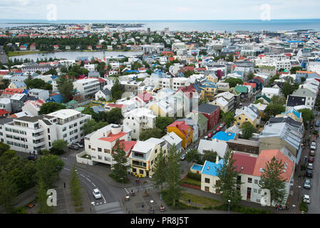 Reykjavik photographed from Hallgr’mskirkja (church). July 2015 Stock Photo