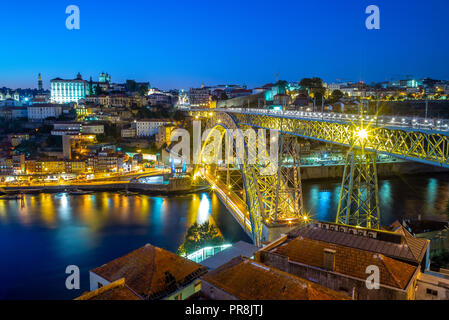 cityscape of porto in portugal with luiz I bridge Stock Photo