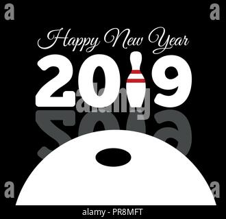 Congratulations to the happy new 2017 year with a bowling and ball Stock Vector