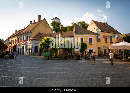 Szentendre, Hungary - August 17, 2018: People in the main square of the old town of Szentendre in Hungary. Stock Photo