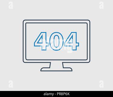 404 error or not found line Icon. In Gray Background. Stock Vector