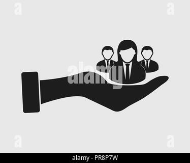 Value-added user icon. Group of male and female symbols on hand Stock ...