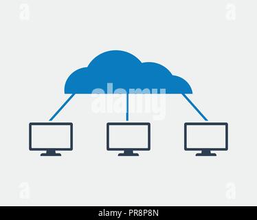 Cloud computing concept icon on gray background. Stock Vector