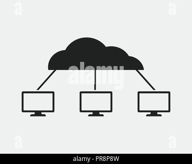 Cloud computing concept icon on gray background. Stock Vector
