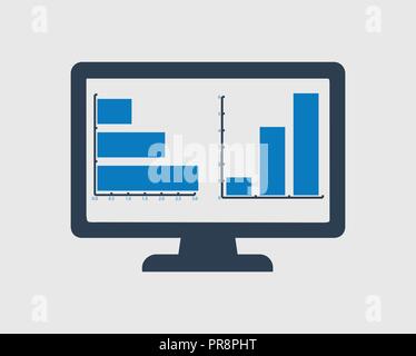 Computer Graph Icon on gray background Stock Vector
