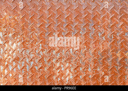 Rusted diamond steel plate background texture Stock Photo