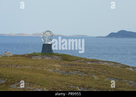 Arctic Circle Monument at Vikingen marking the Arctic Circle (66.33 Degrees North) in Norway. Stock Photo