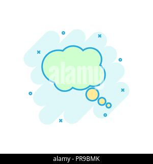 Cartoon colored thought bubble icon in comic style. Think bubble illustration pictogram. Cloud sign splash business concept. Stock Vector