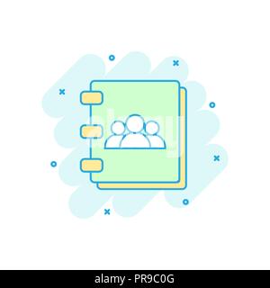 Cartoon colored address book icon in comic style. Email note ...