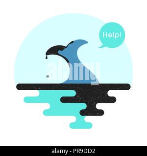 Illustration on the theme of pollution of the ocean. Vector Stock Vector