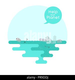 Illustration on the theme of pollution of the ocean. Vector Stock Vector