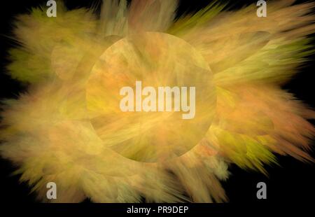 Yellow fractal abstract with sun. Fantasy fractal texture. Digital art. 3D rendering. Computer generated image Stock Photo