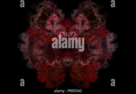 Red mystical fractal pattern on balck background. Fantasy fractal texture. Digital art. 3D rendering. Computer generated image Stock Photo