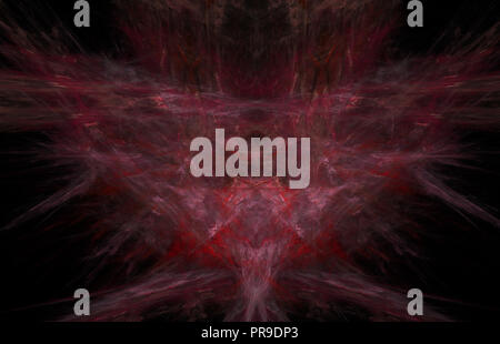 Red mystical fractal pattern on balck background. Fantasy fractal texture. Digital art. 3D rendering. Computer generated image Stock Photo