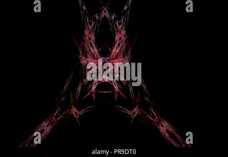 Red mystical fractal pattern on balck background. Fantasy fractal texture. Digital art. 3D rendering. Computer generated image Stock Photo