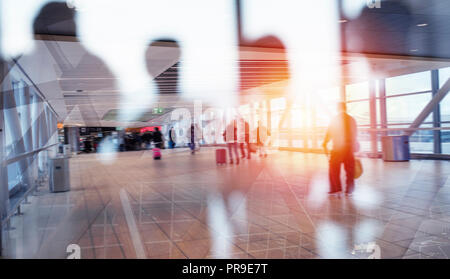 Modern airport with blur effects. double exposure Stock Photo