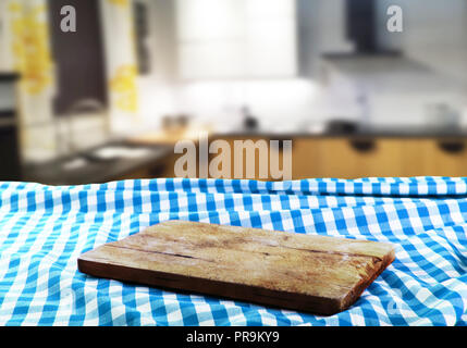 Empty table with empty cutting board for product display montages Stock Photo